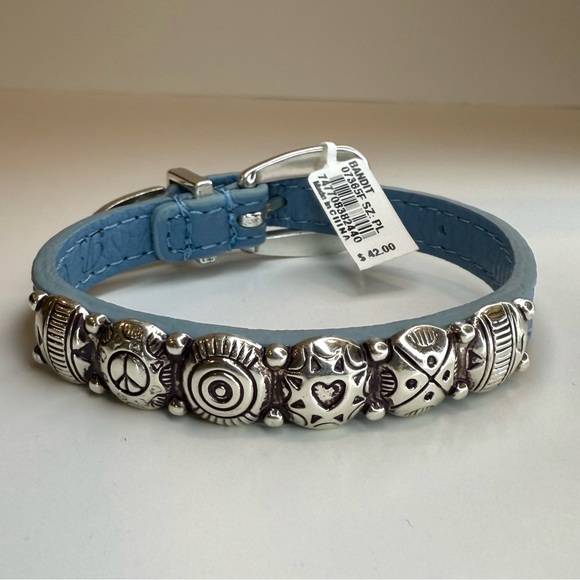 Brighton Jewelry - Brighton-Bracelet Bandit Light Blue Leather-Silver-Adjustable 7.5-8in-NWT